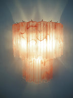 Murano Wall Lamp | 13 Pink Alabaster Glass Tubes | Set of 2