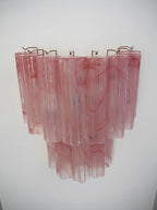 Murano Wall Lamp | 13 Pink Alabaster Glass Tubes | Set of 2