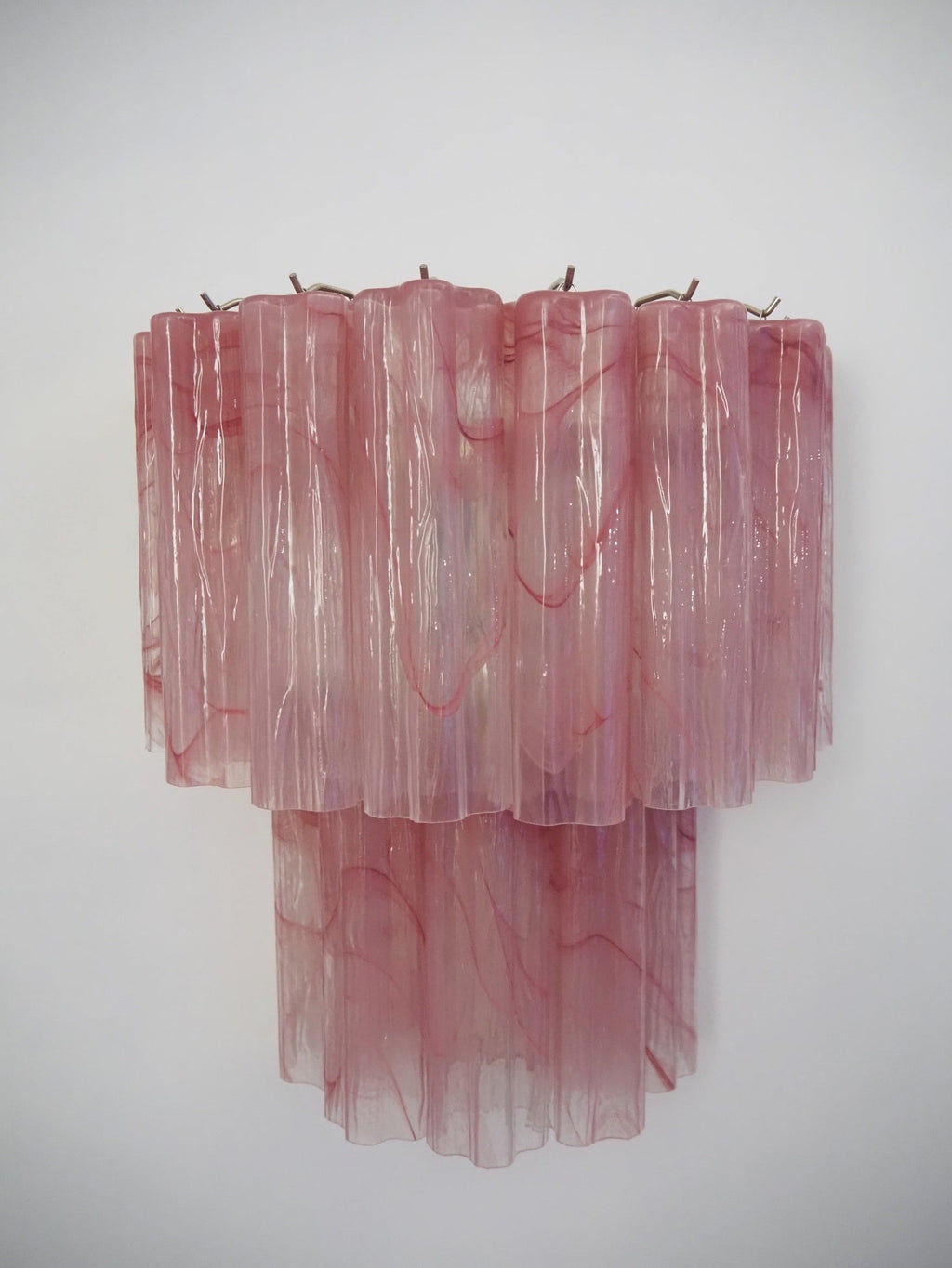 Murano Wall Lamp | 13 Pink Alabaster Glass Tubes | Set of 2