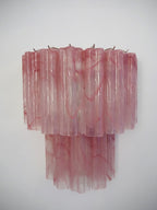 Murano Wall Lamp | 13 Pink Alabaster Glass Tubes | Set of 2