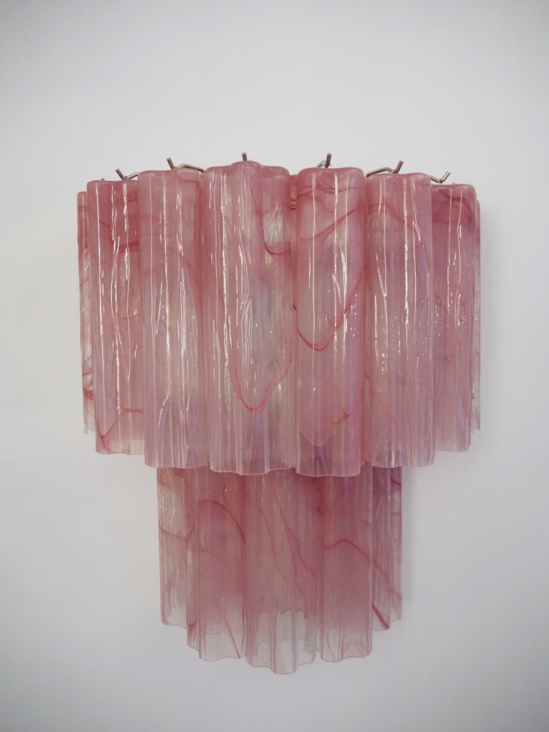 Murano Wall Lamp | 13 Pink Alabaster Glass Tubes | Set of 2
