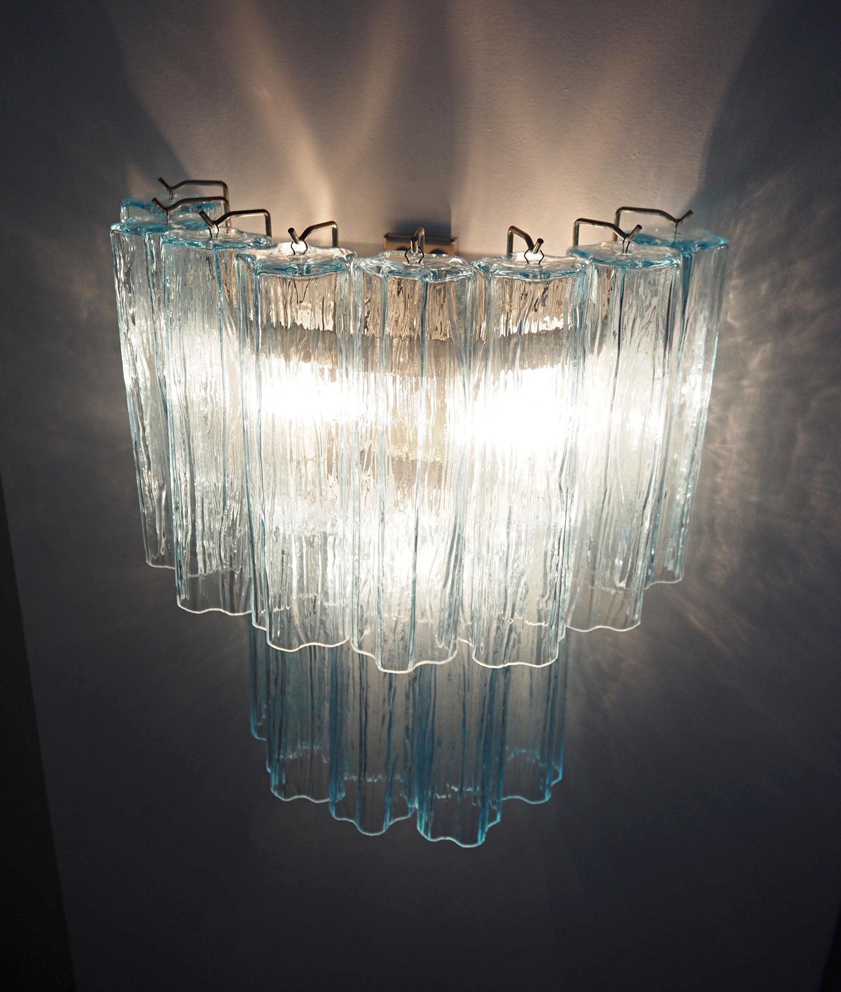 Murano Wall Lamp | 13 Blue Glass Tubes | Set of 2