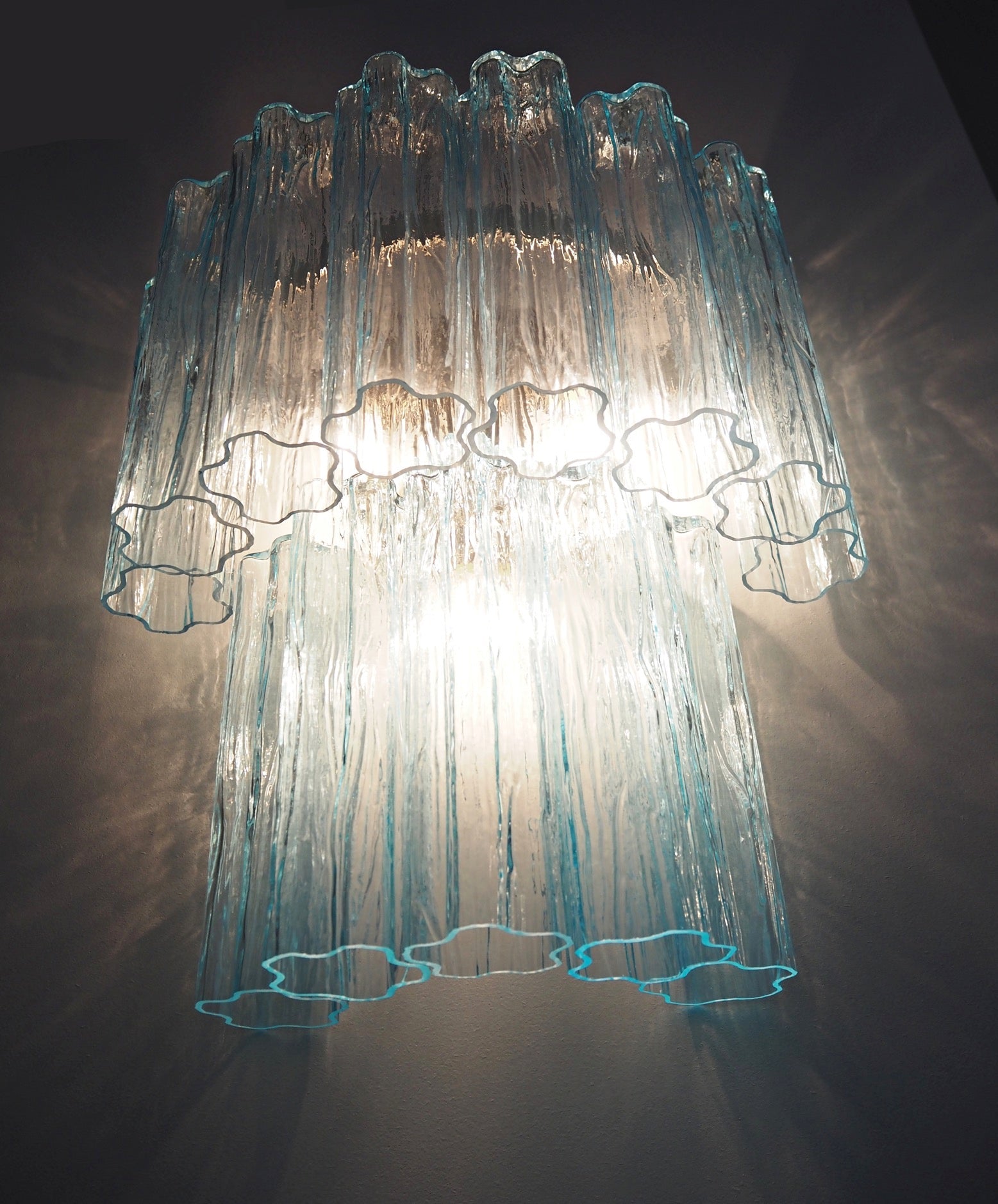 Murano Wall Lamp | 13 Blue Glass Tubes | Set of 2