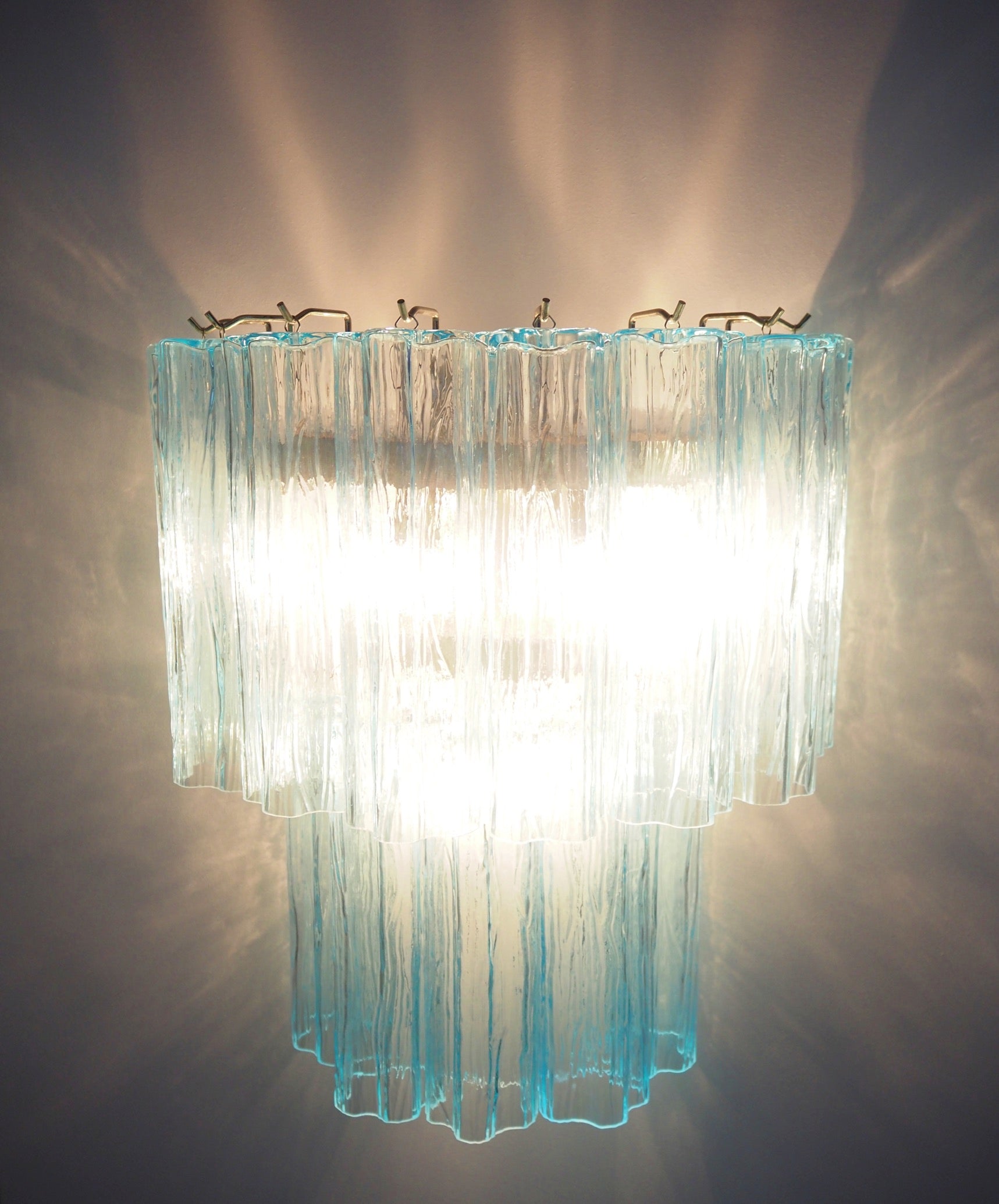 Murano Wall Lamp | 13 Blue Glass Tubes | Set of 2