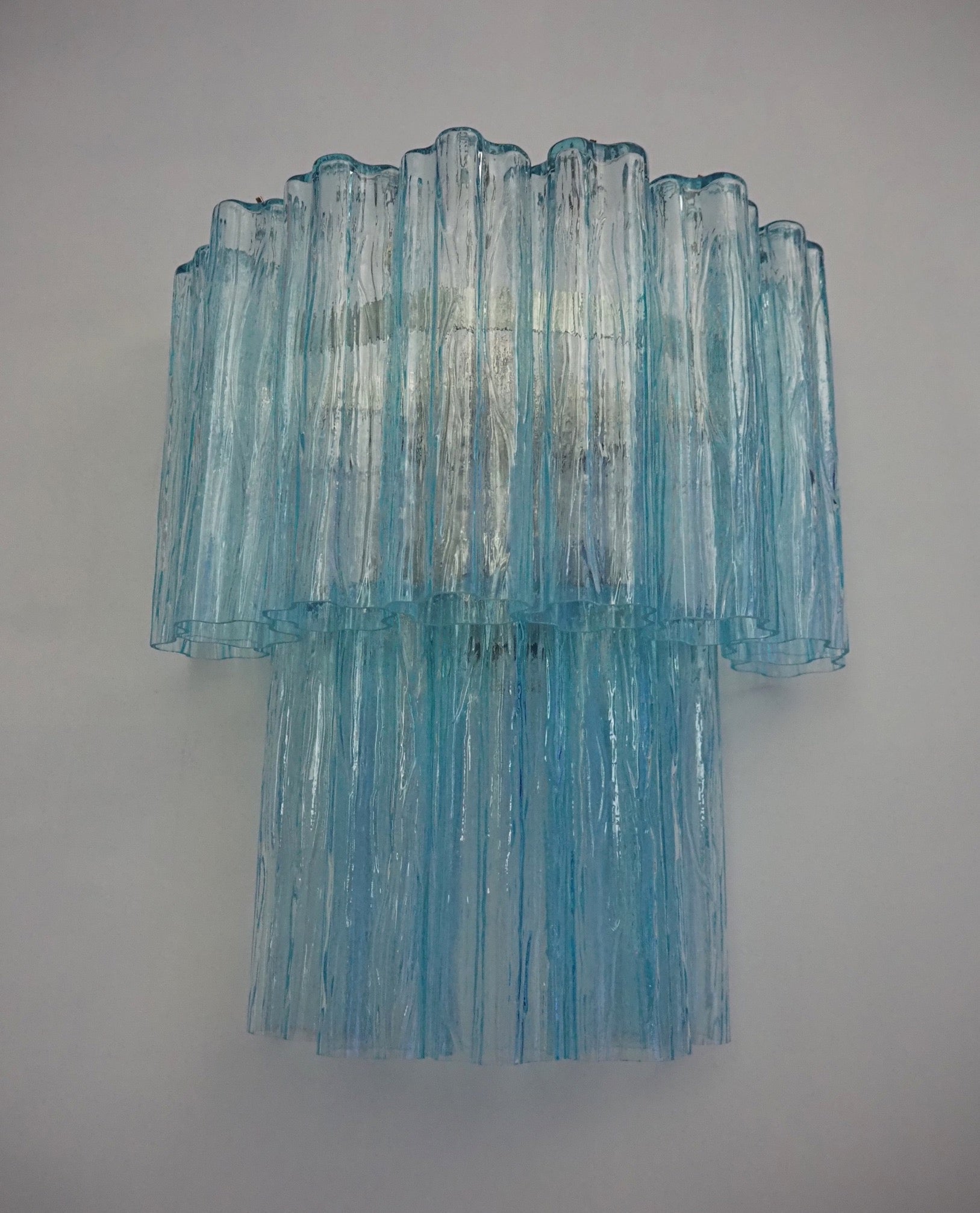 Murano Wall Lamp | 13 Blue Glass Tubes | Set of 2