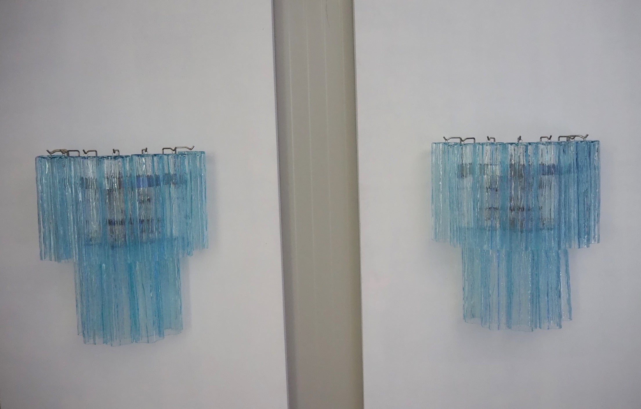 Murano Wall Lamp | 13 Blue Glass Tubes | Set of 2