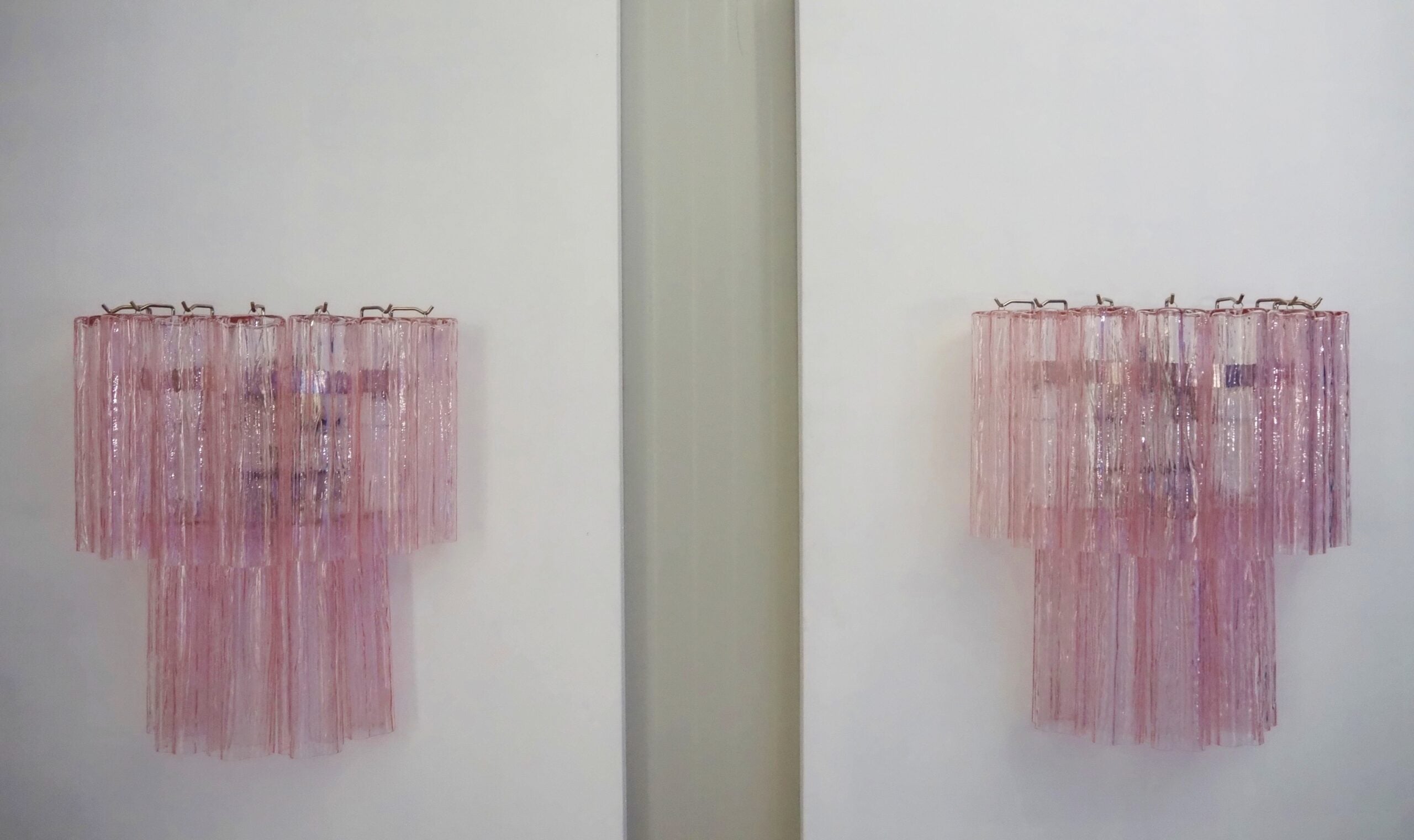 Murano Wall Lamp | 13 Pink Tube Glass | Set of 2