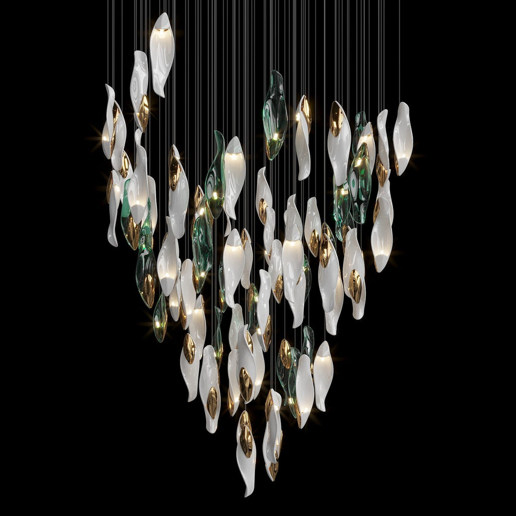 White Sea Petal Cascade Chandelier