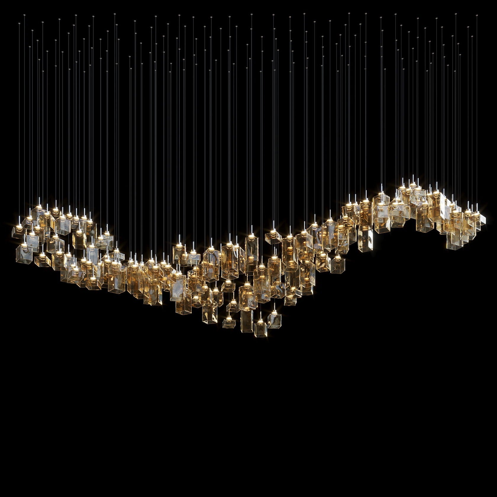Amber Block Cascade Chandelier