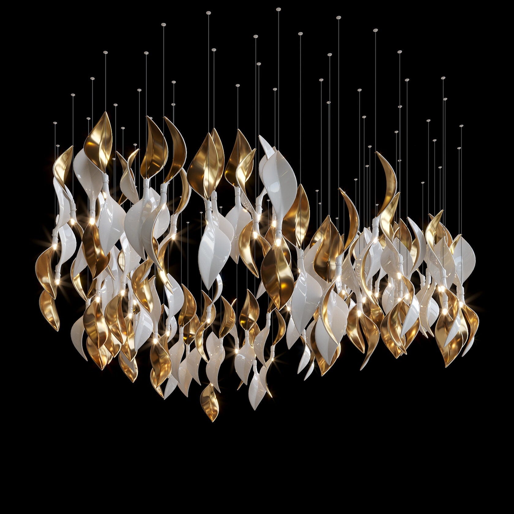 White Twist Leaf Garland Chandelier