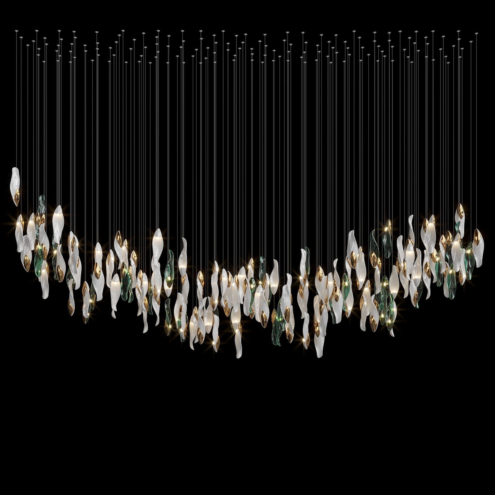 White Sea Petal Cascade Chandelier
