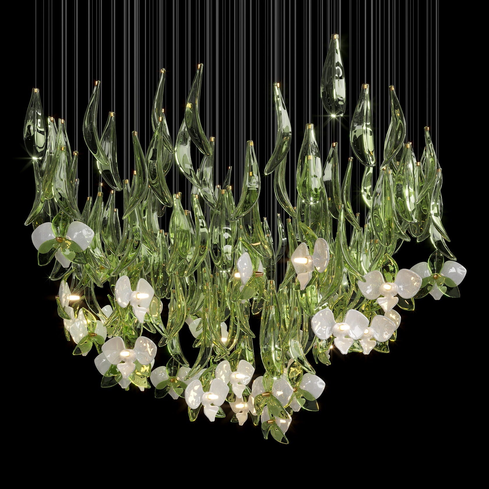 Green Orchid Cascade Chandelier
