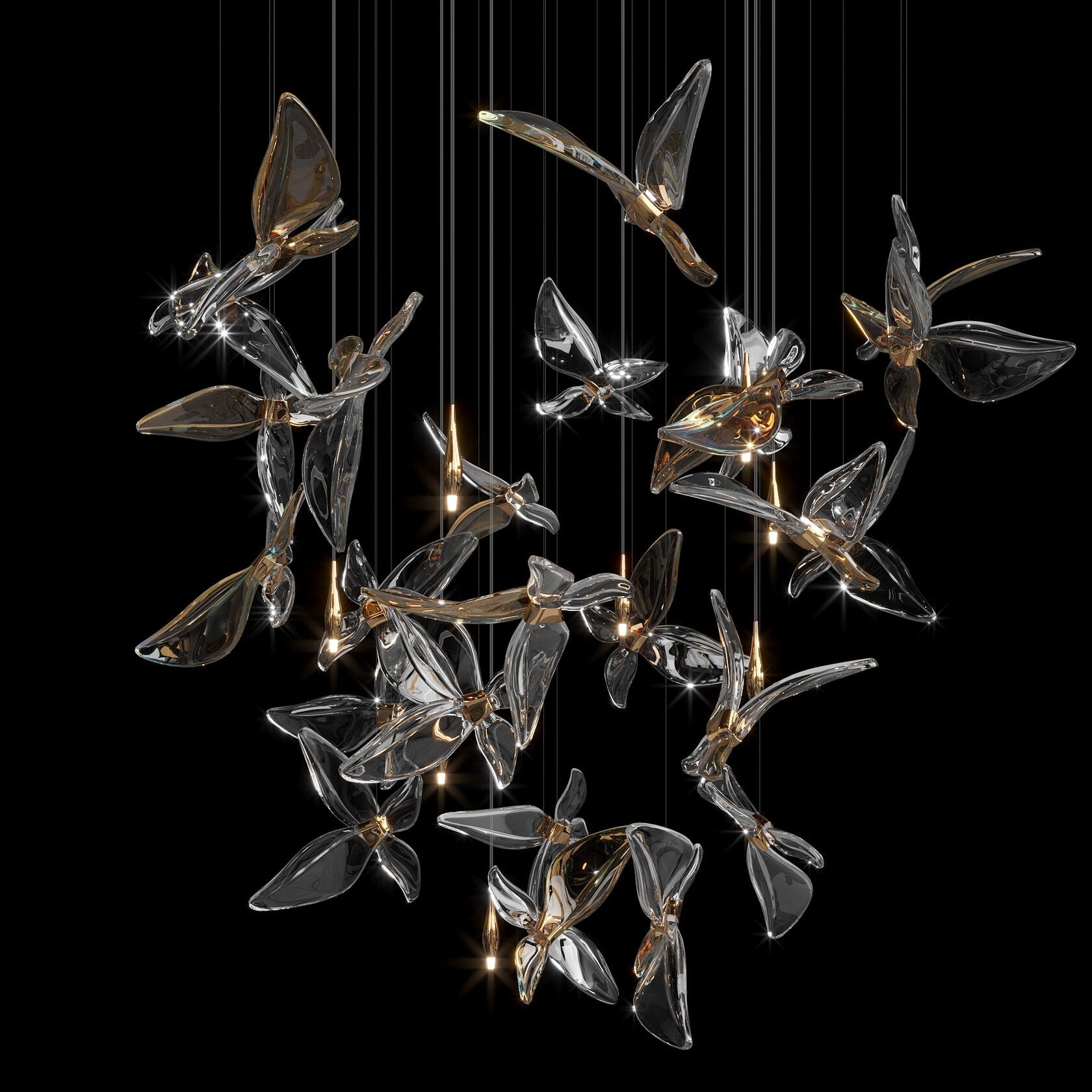 Smoke Butterfly Flight Chandelier