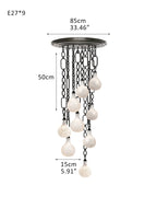 Cluster White Alabaster Globe Pendant Light with adjustable chain
