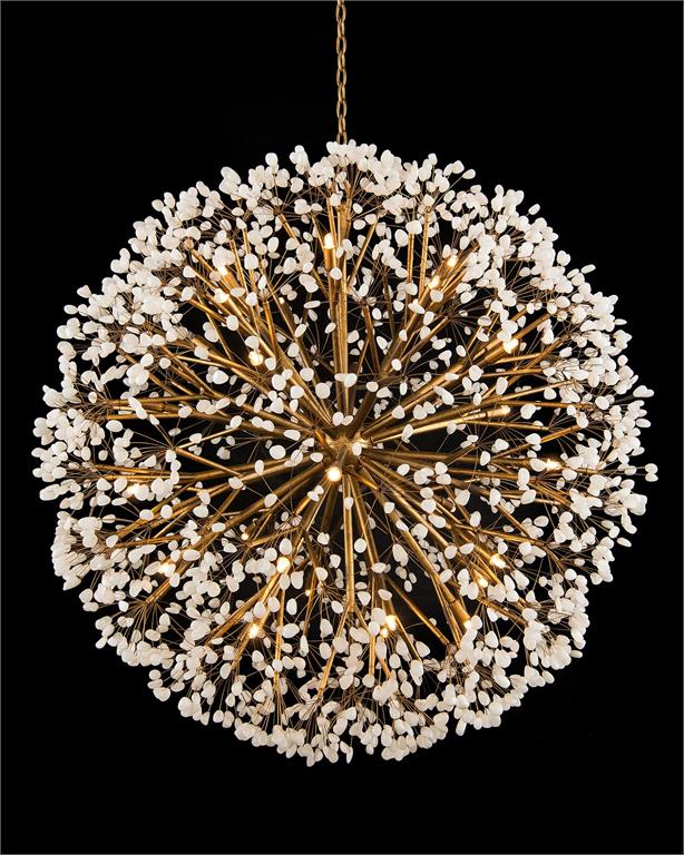 Spherical Thirty-Light Quartz Chandelier 43.5"D by Bling Lighting Studio