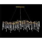 Teardrop Crystal Chandelier with Brass Branch 84" W by Bling Lighting Studio