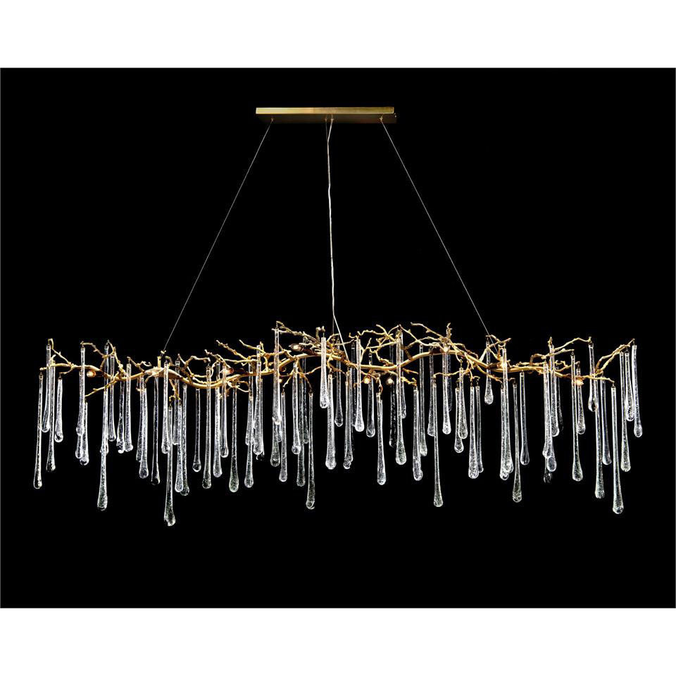 Teardrop Crystal Chandelier with Brass Branch 84" W by Bling Lighting Studio
