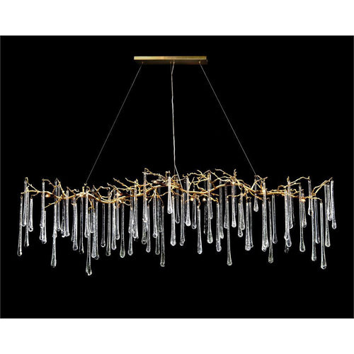 Teardrop Crystal Chandelier with Brass Branch 84" W by Bling Lighting Studio