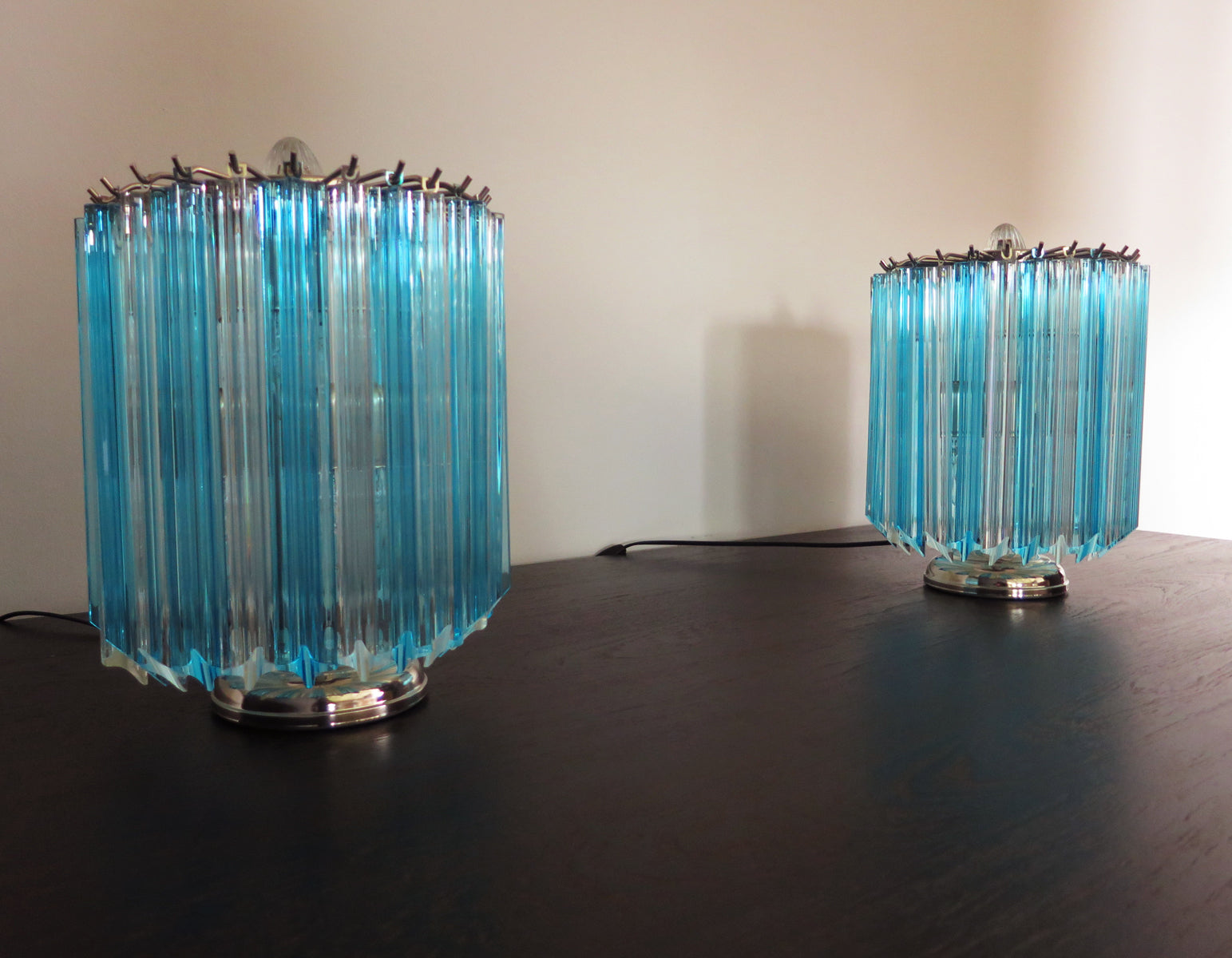 Murano Table Lamp | 24 Clear and Blue Prism Glass | Set of 2