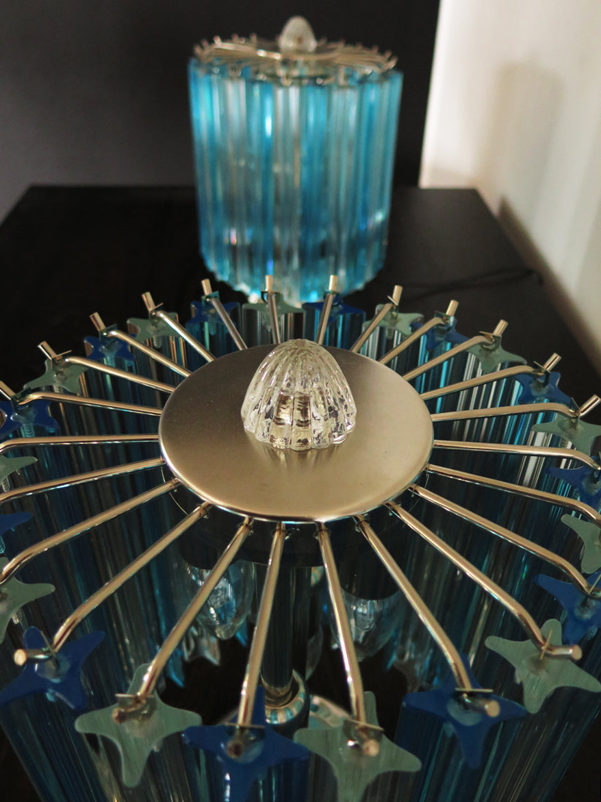 Murano Table Lamp | 24 Clear and Blue Prism Glass | Set of 2
