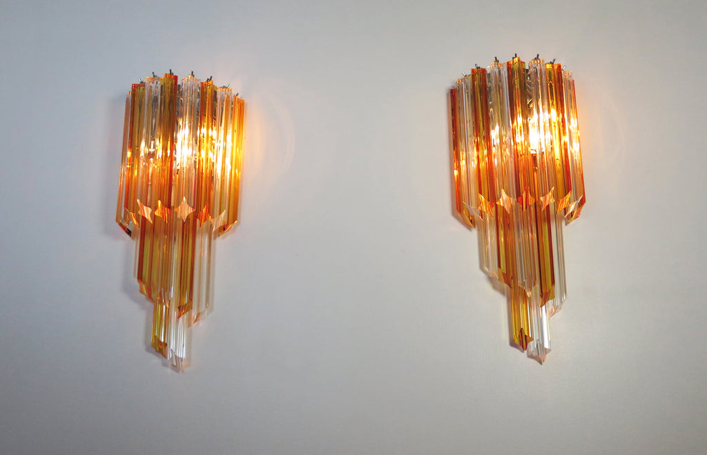 Murano Wall Lamp | 32 Clear Yellow Prism Glass | Set of 2