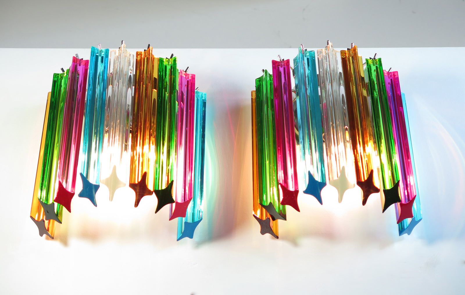 Murano Wall Lamp | 9 Multicolour Prism Glass | Set of 2