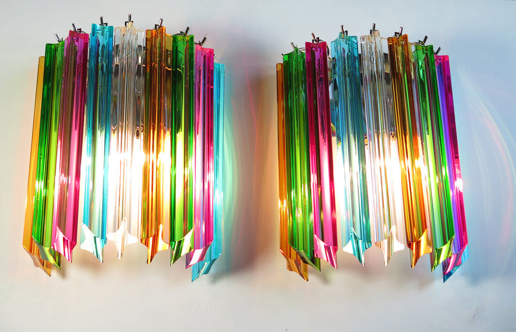 Murano Wall Lamp | 9 Multicolour Prism Glass | Set of 2