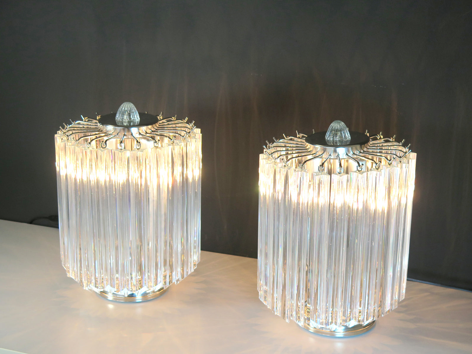 Murano Table Lamp | 24 Clear Prism Glass | Set of 2