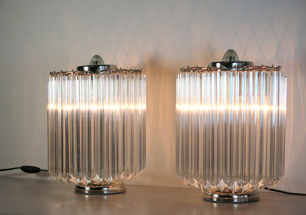 Murano Table Lamp | 24 Clear Prism Glass | Set of 2