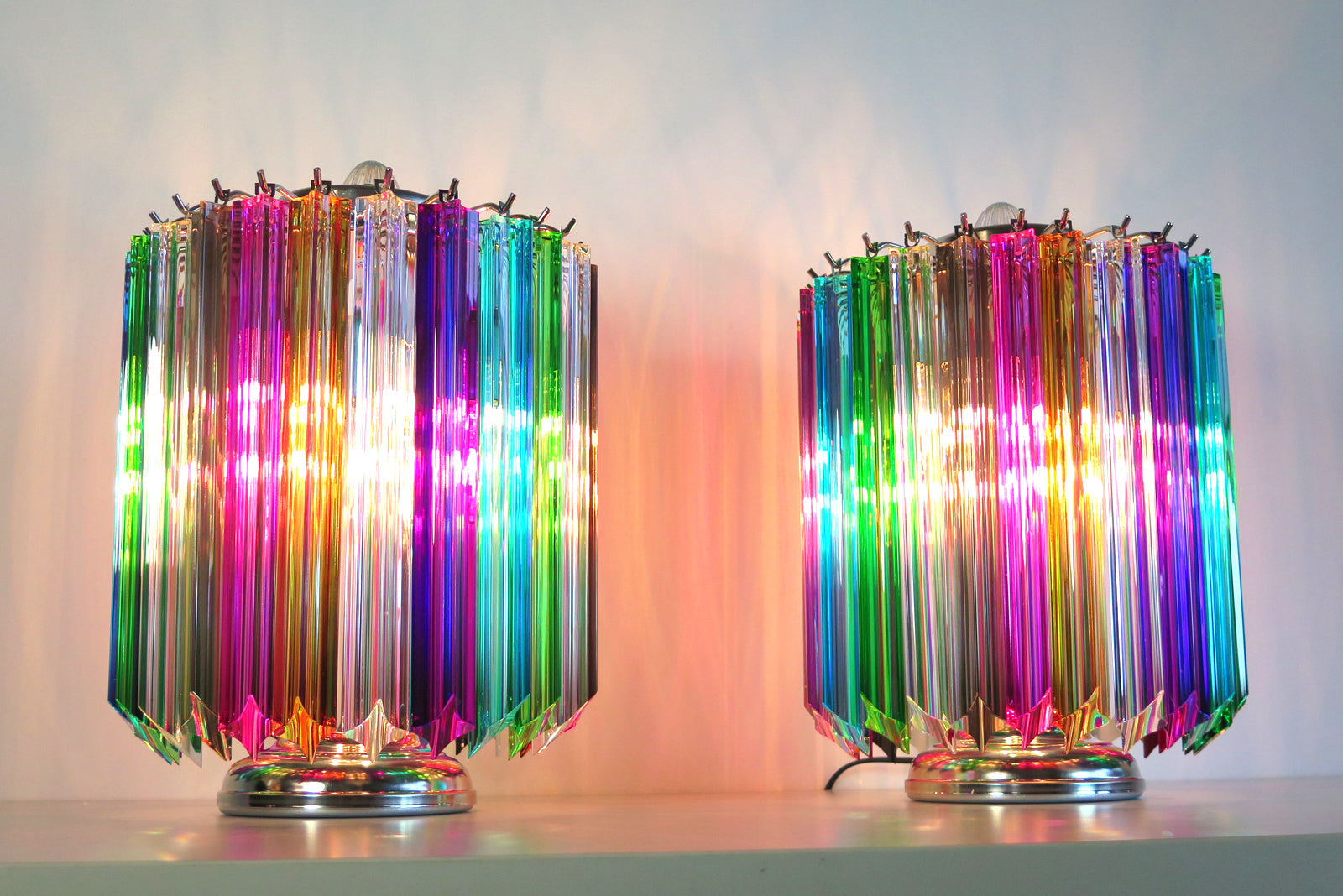 Murano Table Lamp | 24 Multicolour Prism Glass | Set of 2