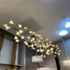 Modern Brass Branch Ceramics Flower Chandelier for Stylish Living Room Hotel and Restaurant by Bling Lighting Studio