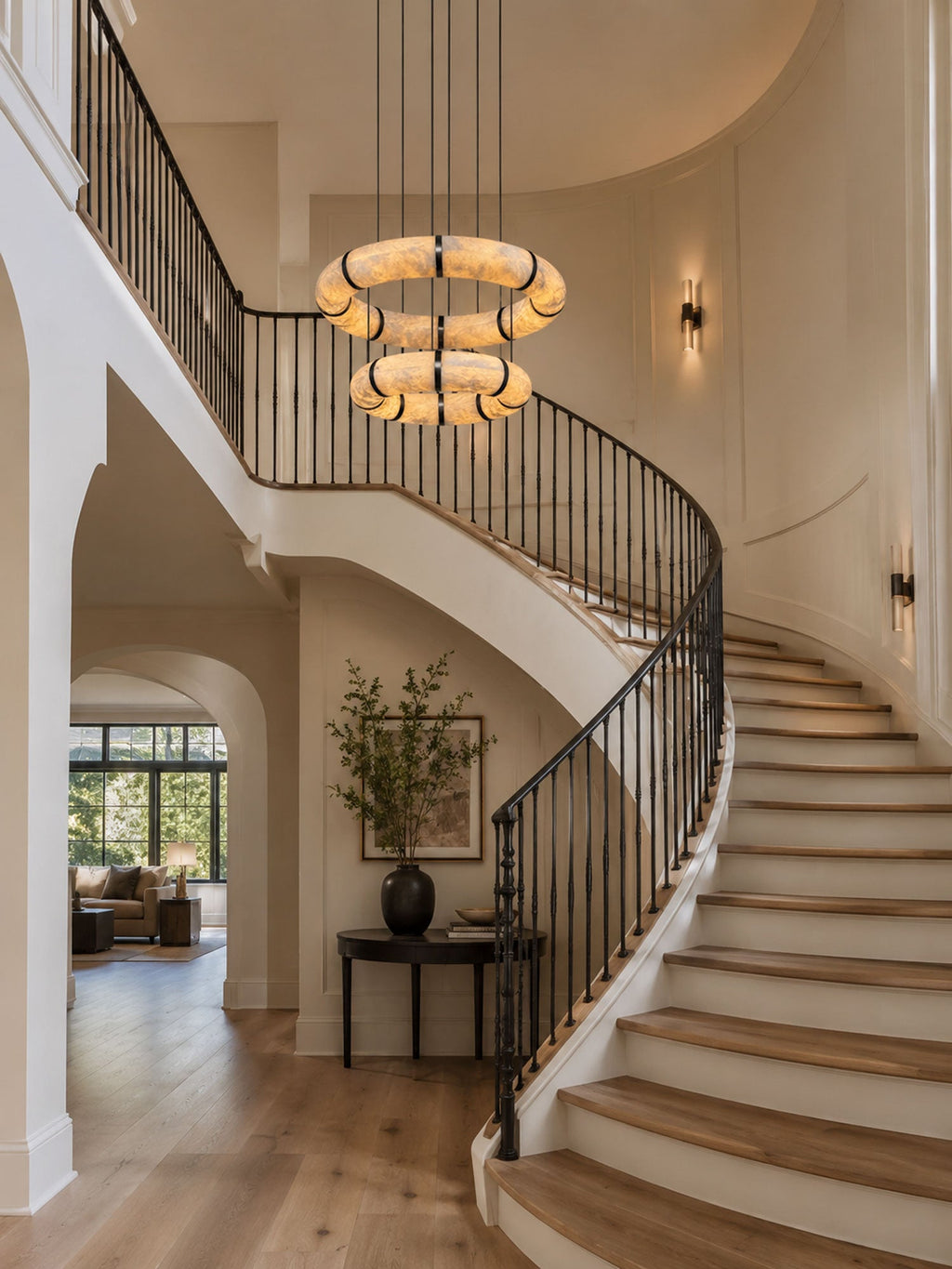 Alabaster Torus Ring Chandelier by Bling Lighting Studio