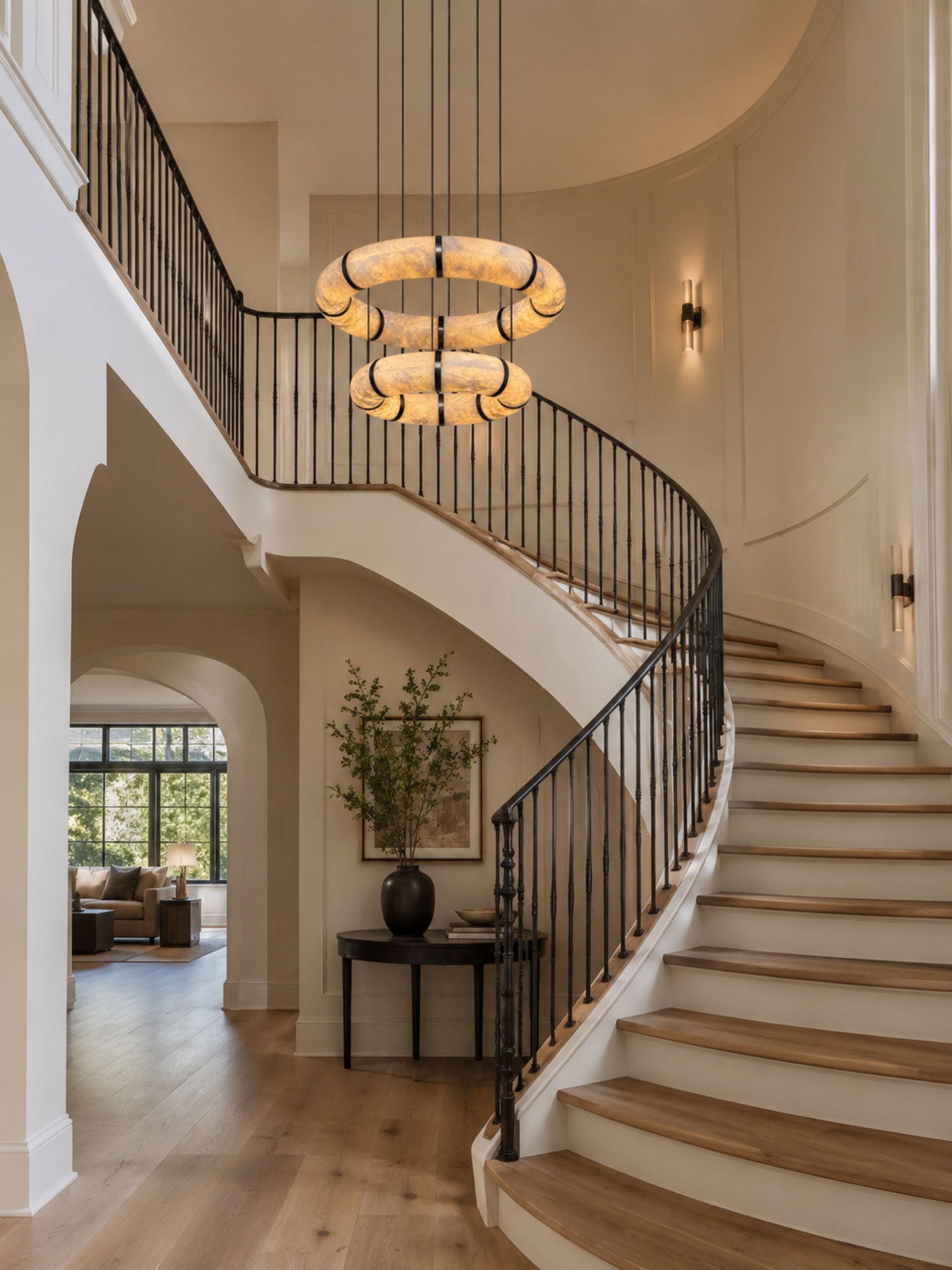 Alabaster Torus Ring Chandelier by Bling Lighting Studio