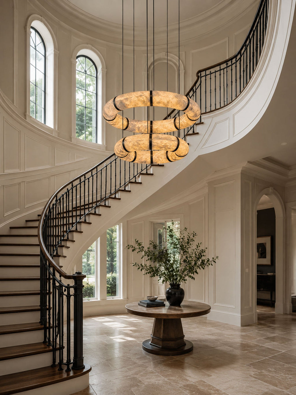 Alabaster Torus Ring Chandelier by Bling Lighting Studio