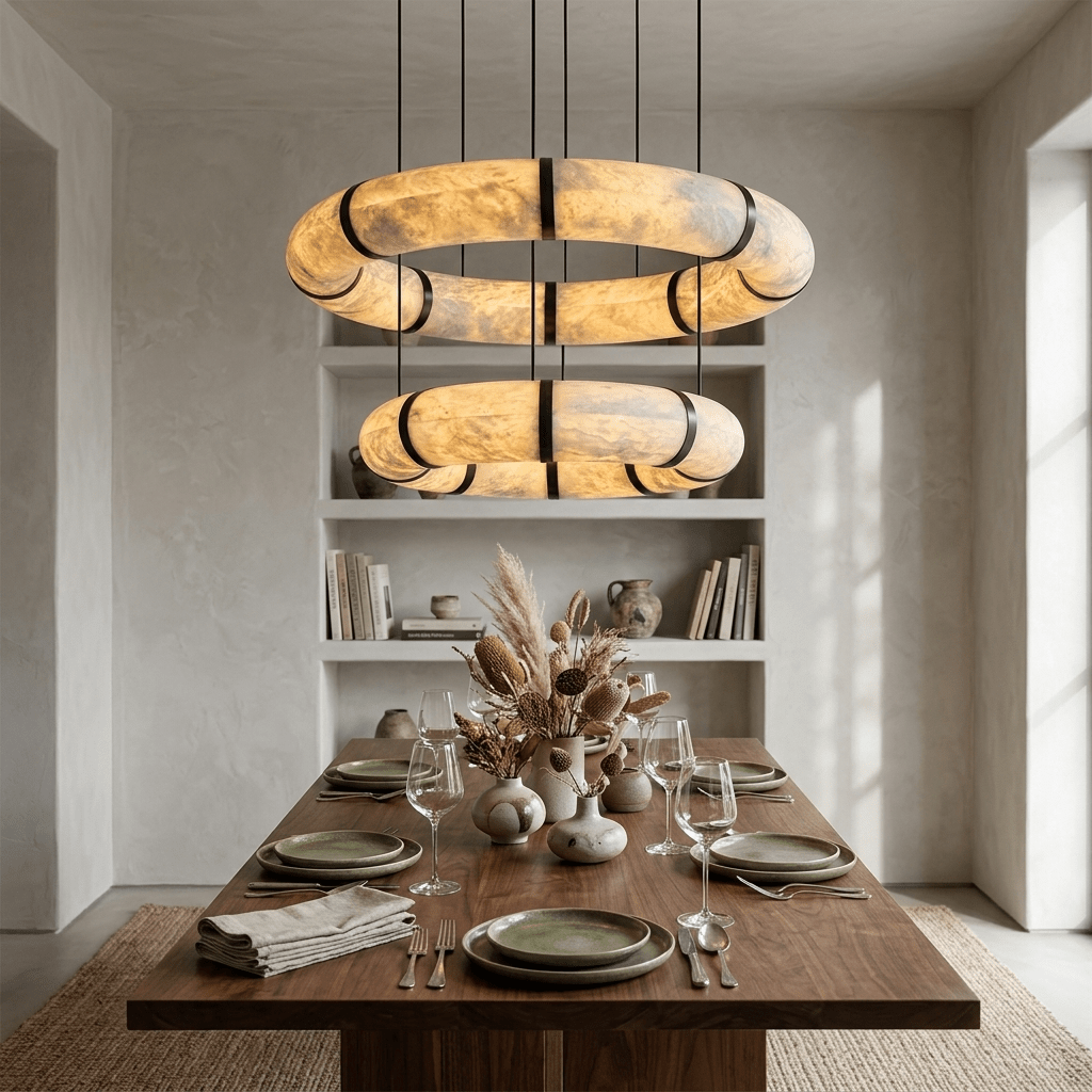 Alabaster Torus Ring Chandelier by Bling Lighting Studio