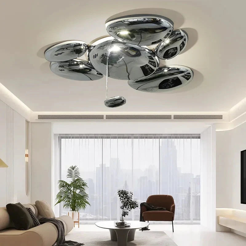 Amaris Modern Silver Flush Mount Chandelier - Bling Lighting Studio