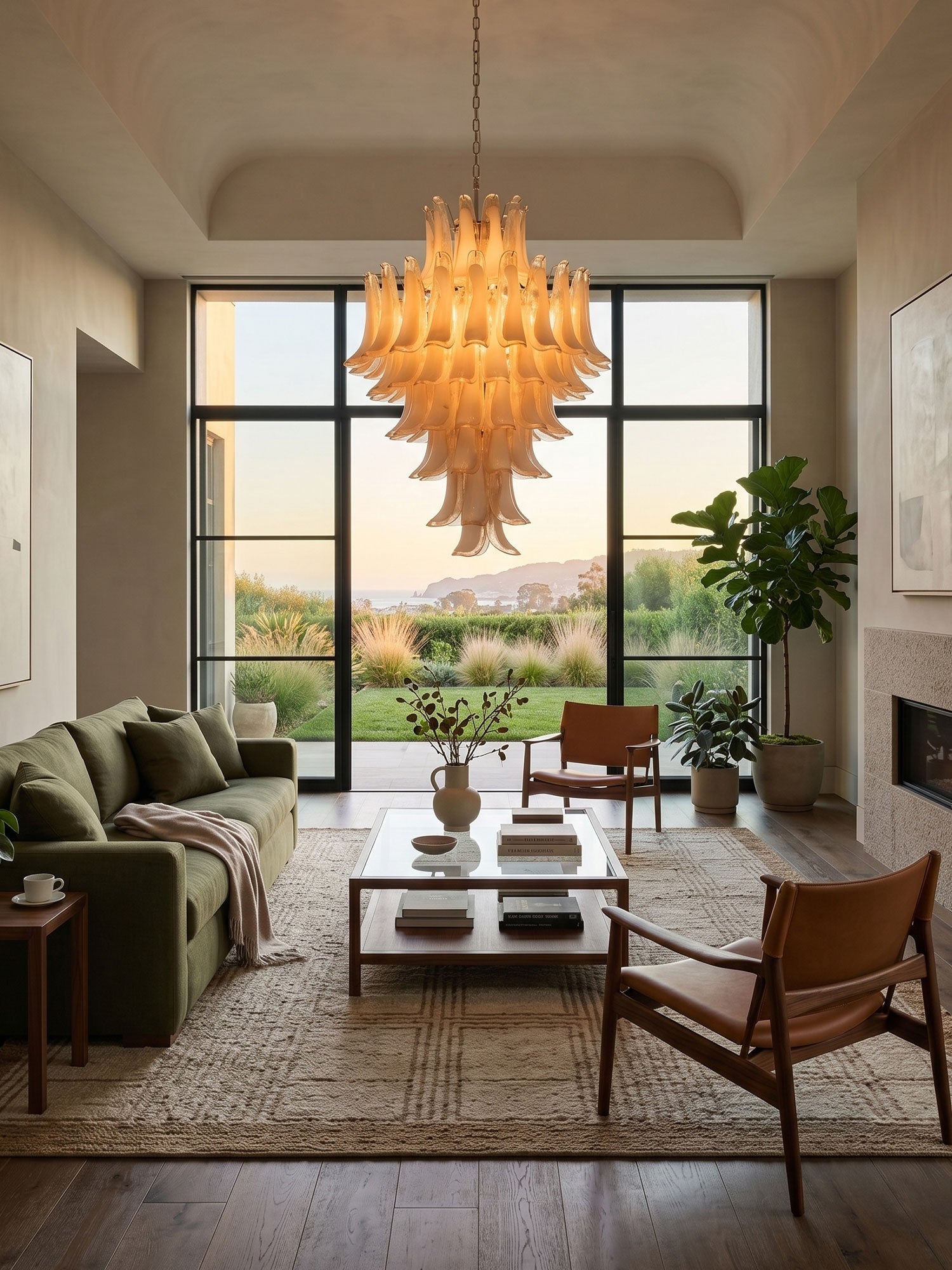 Amber Cloud Glass Petals Chandelier Glass lighting by Bling Lighting Studio