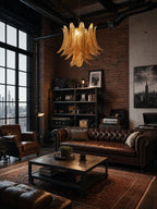 Amber Glass Leaf Chandelier Glass lighting by Bling Lighting Studio