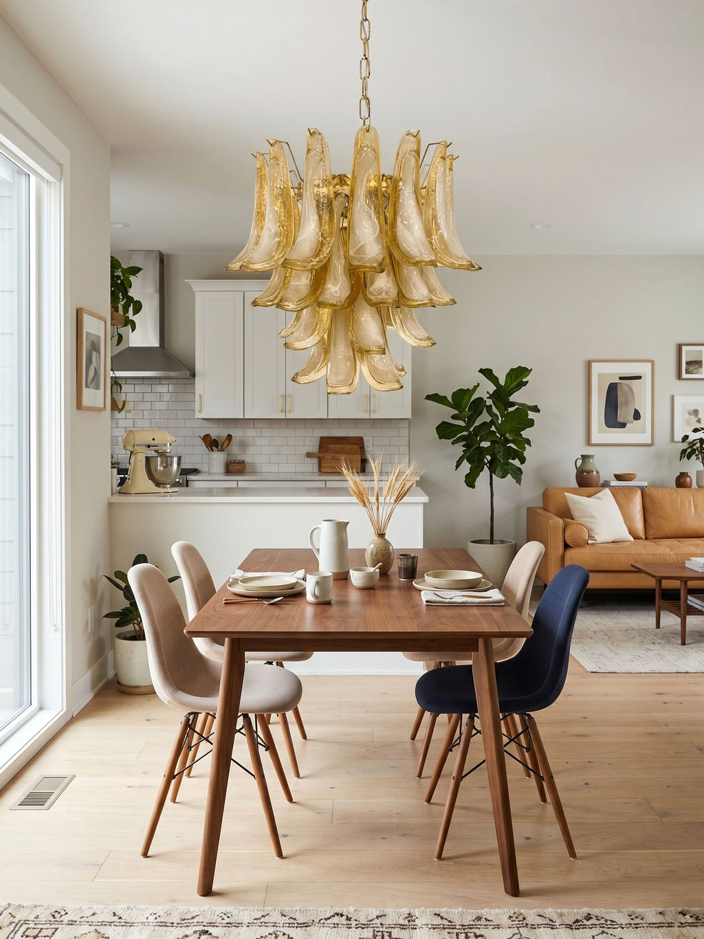 Amber Glass Petals Chandelier Glass lighting by Bling Lighting Studio