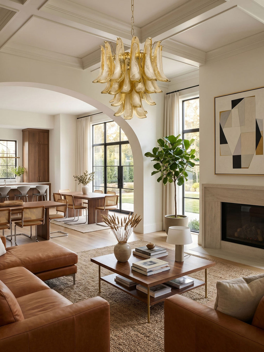 Amber Glass Petals Chandelier Glass lighting by Bling Lighting Studio