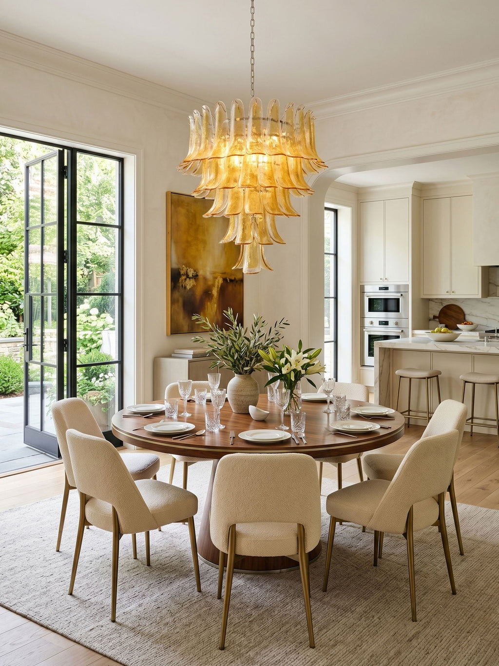 Amber Glass Petals Chandelier Glass lighting by Bling Lighting Studio