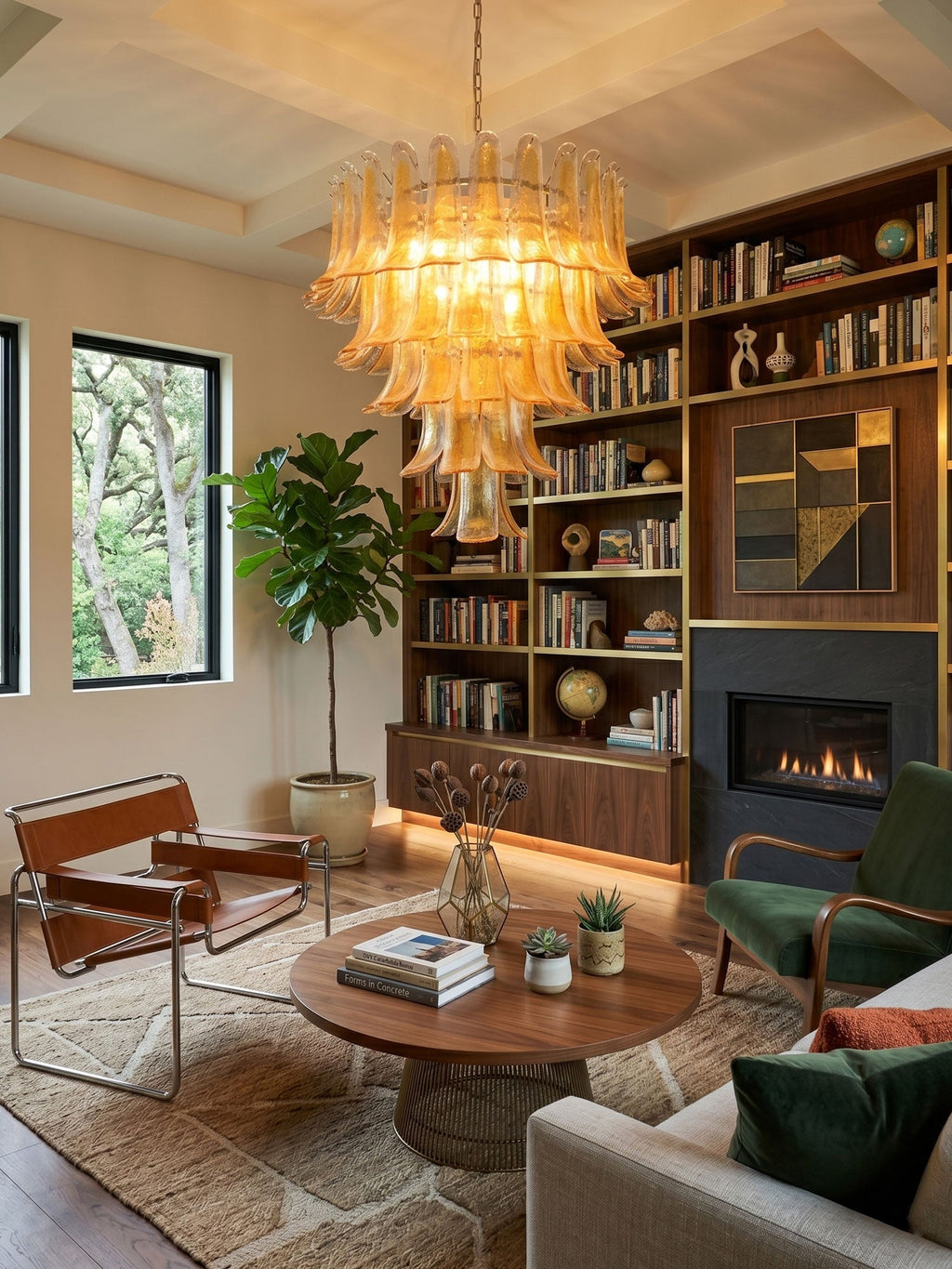 Amber Glass Petals Chandelier Glass lighting by Bling Lighting Studio
