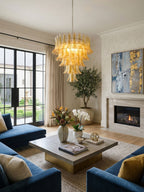 Amber Glass Petals Chandelier Glass lighting by Bling Lighting Studio