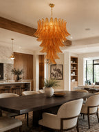 Amber Leaf Cascade Chandelier Glass lighting by Bling Lighting Studio