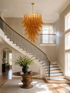 Amber Leaf Cascade Chandelier Glass lighting by Bling Lighting Studio