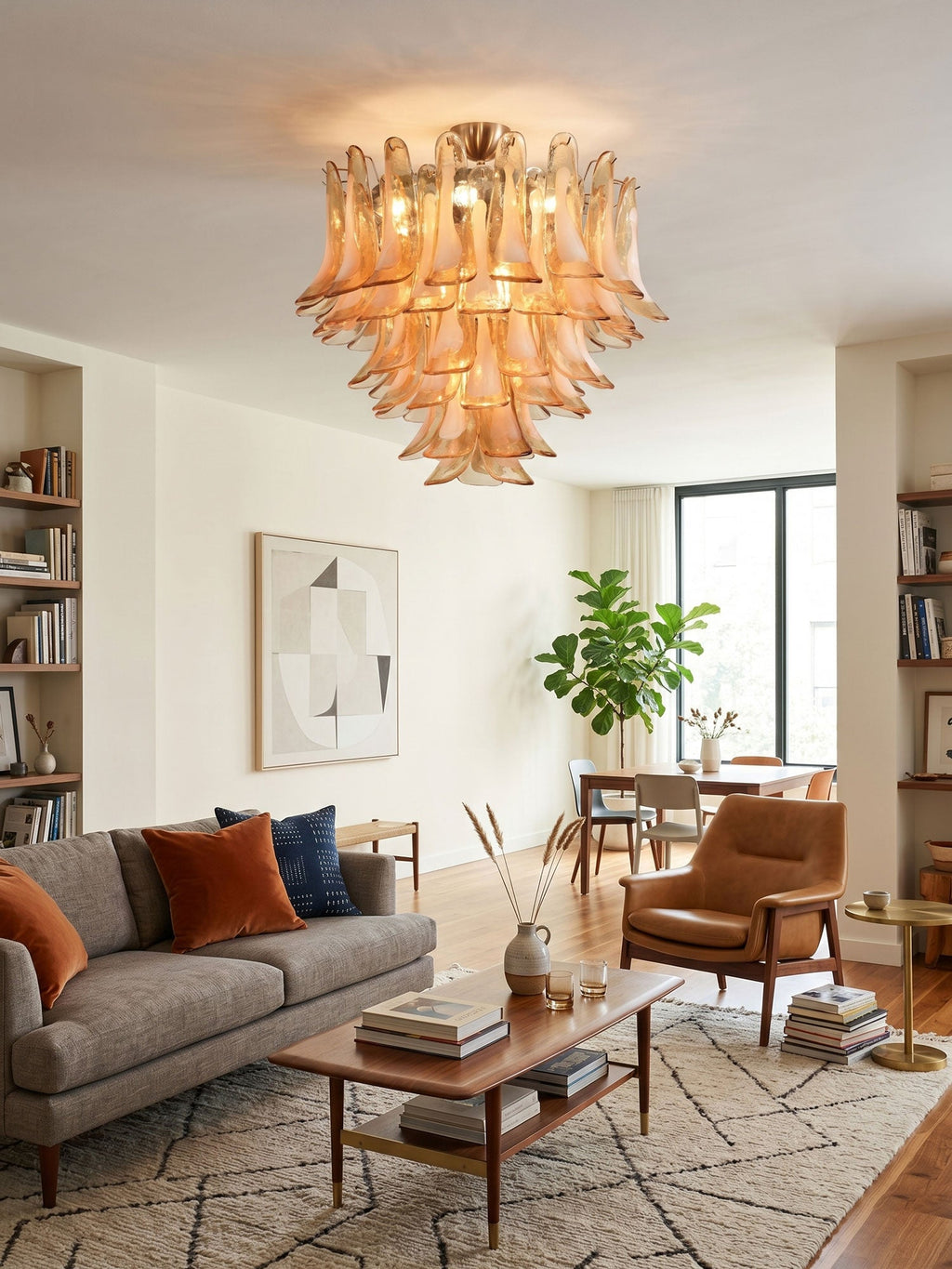 Amber Petal Glass Ceiling Lamp Glass lighting by Bling Lighting Studio