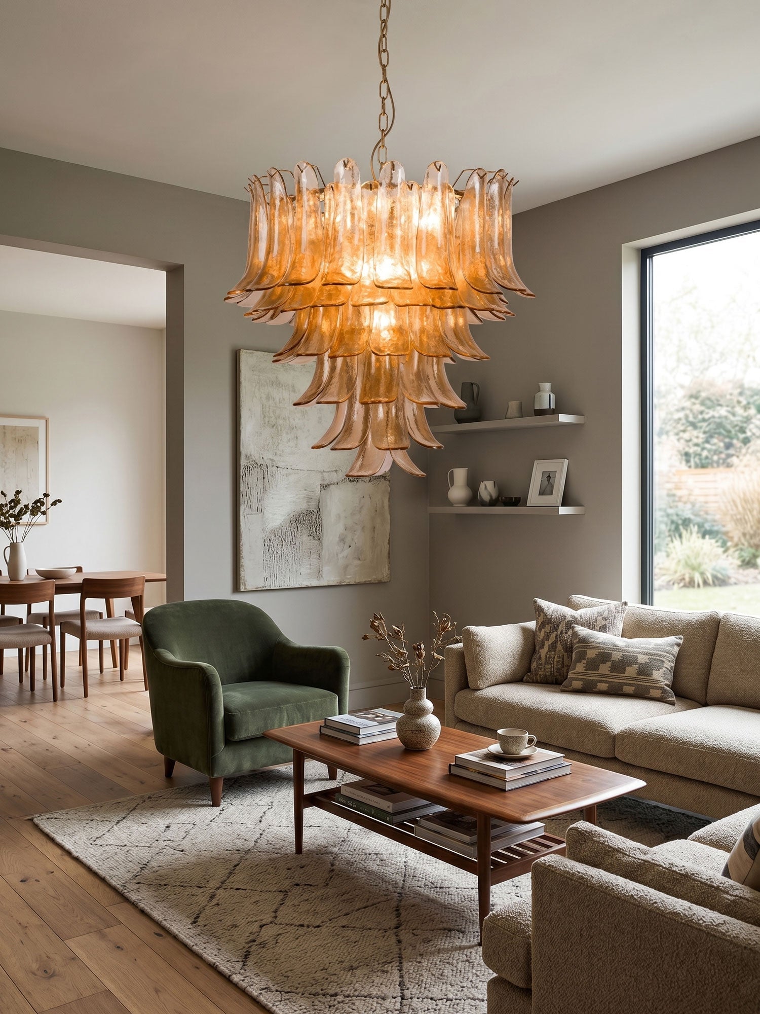 Amber Petalo Chandelier Glass lighting by Bling Lighting Studio