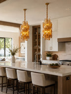 Amber Prism Long Chandelier Glass lighting by Bling Lighting Studio