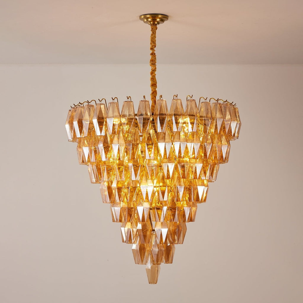 Luxury Murano Poliedri Amber Empire Chandelier detail view