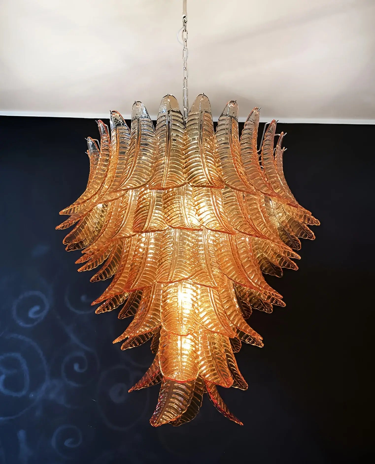 Amber Leaf Cascade Chandelier Glass lighting by Bling Lighting Studio